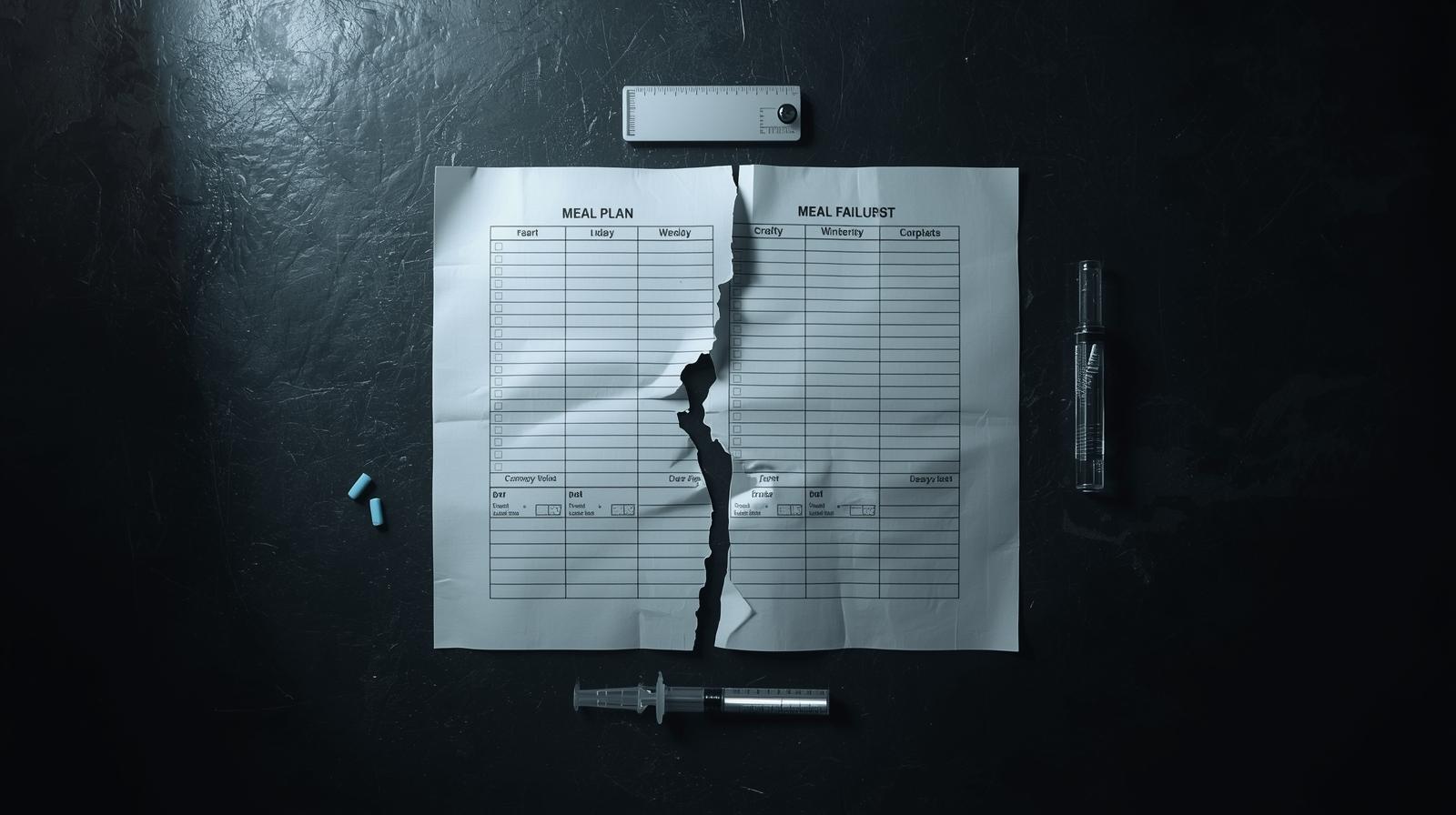 Torn diet plan symbolizing why diets fail and why weight loss rarely lasts in real life