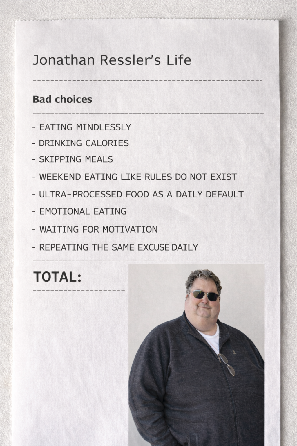 Jonathan Ressler before weight loss